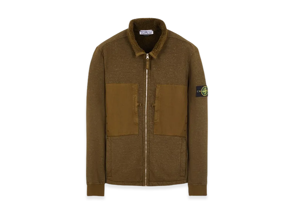 Stone Island 67256 Plated Terry Fleece Track Top - 23FW "Olive Green"