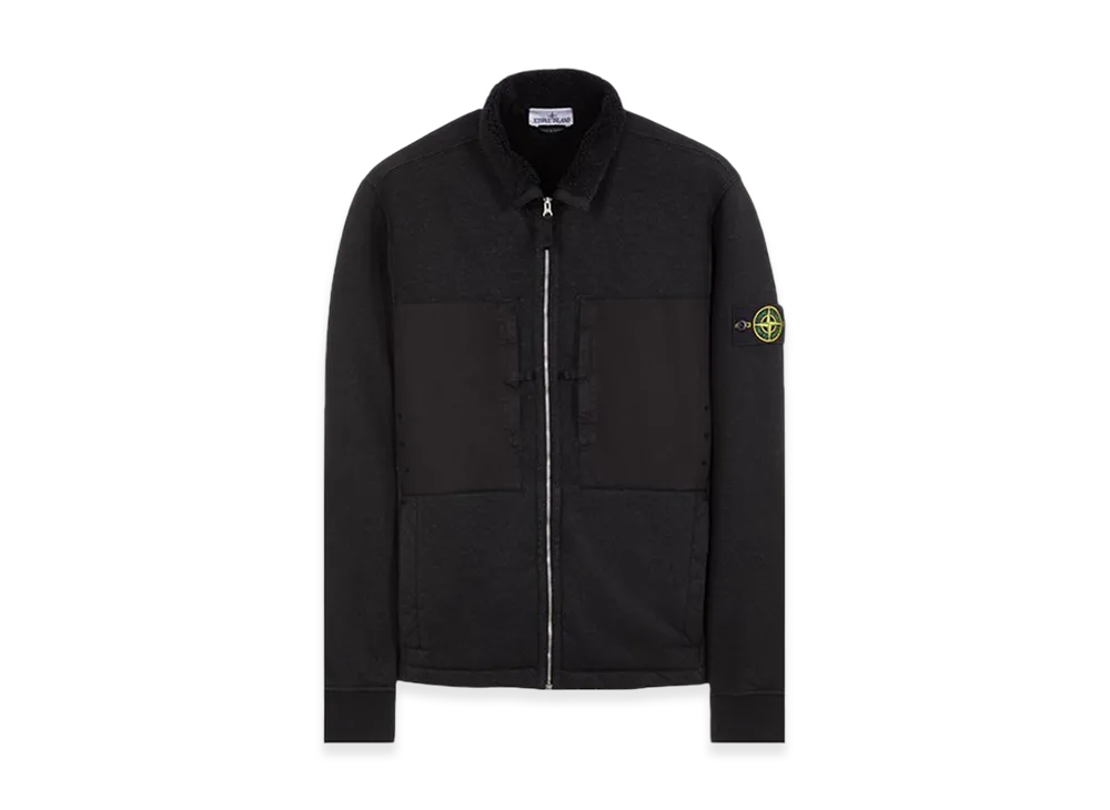 ストーンアイランド 67256 プレーテッド テリー フリース トラックトップ - 23FW "ブラック"