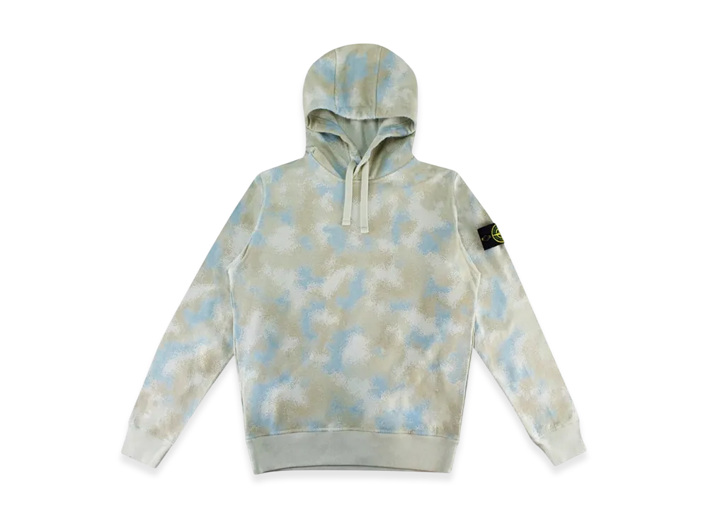 Stone Island 668E5 Camo Devore Popover Hoodie - 20SS "Dove Grey"