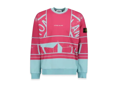 Stone Island 66890 Cotton Fleece Mosaic Five Print Crewneck Sweatshirt - 22SS "Aqua"