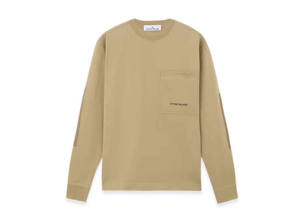 Stone Island 66885 Heavy Cotton Jersey Sweatshirt with Pixel Dots Two Print - 24FW "Biscuit"