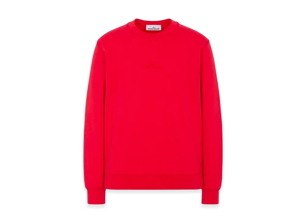 Stone Island 665CA Cotton Fleece Garment Dyed Embroidery Crewneck Sweatshirt - 24SS "Red"