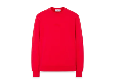 Stone Island 665CA Cotton Fleece Garment Dyed Embroidery Crewneck Sweatshirt - 24SS "Red"