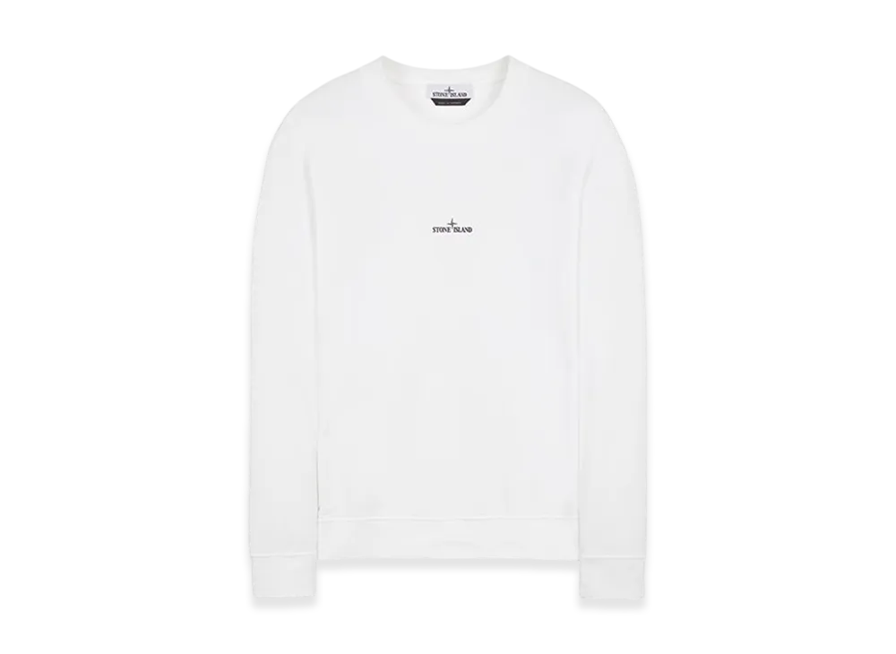 Stone Island 66563 Tape Five Print Brushed Cotton Fleece Crewneck Sweatshirt - 23FW "White"