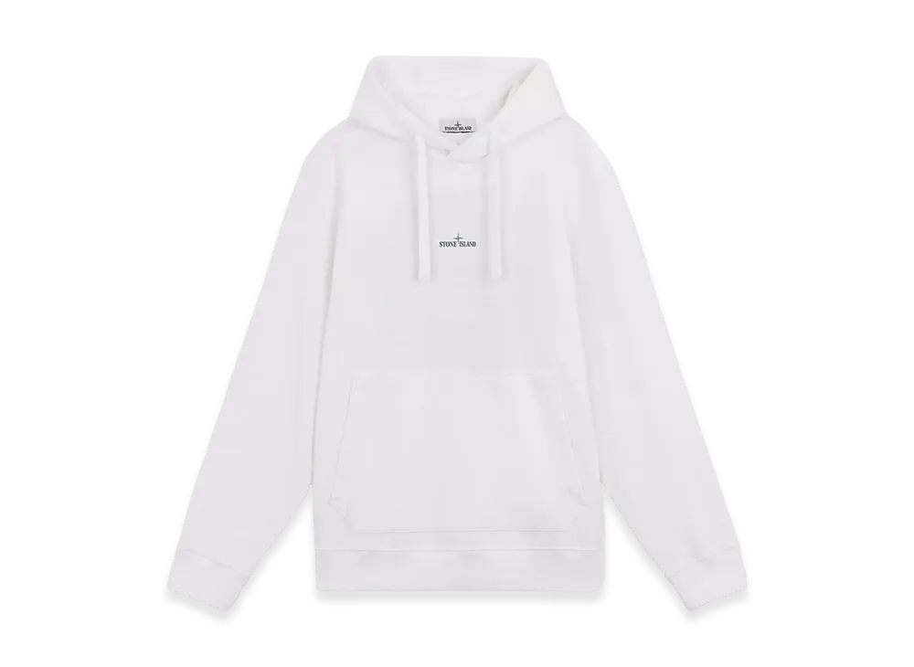 Stone Island 66488 Brushed Organic Cotton Fleece Sweatshirt with Optical Three Embroidery - 24FW "White"