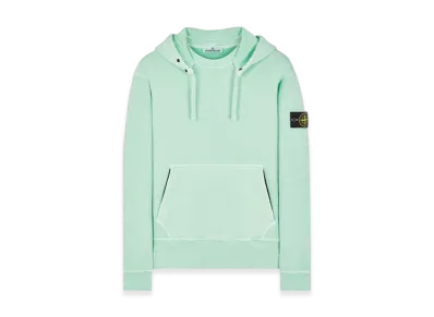 Stone Island 66455 Heavy Textured Fleece Garment Dyed Hooded Sweatshirt - 23FW "Light Green"