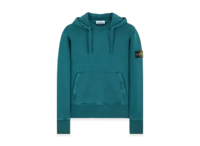 Stone Island 66455 Heavy Textured Fleece Garment Dyed Hooded Sweatshirt - 23FW "Dark Teal Green"