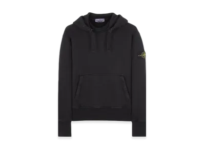 Stone Island 66455 Heavy Textured Fleece Garment Dyed Hooded Sweatshirt - 23FW "Black"