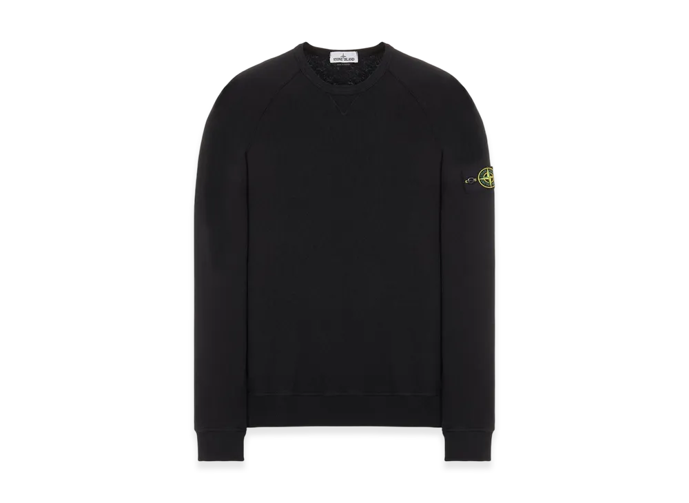 Stone Island 66360 Garment Dyed Malfile Fleece Crewneck Sweatshirt - 22SS "Black"