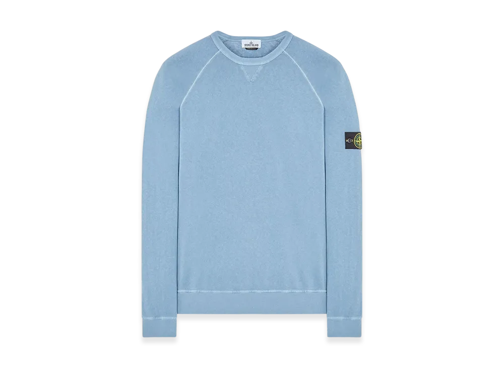 Stone Island 66360 Garment Dyed Malfile Fleece Crewneck Sweatshirt - 22SS "Pastel Blue"