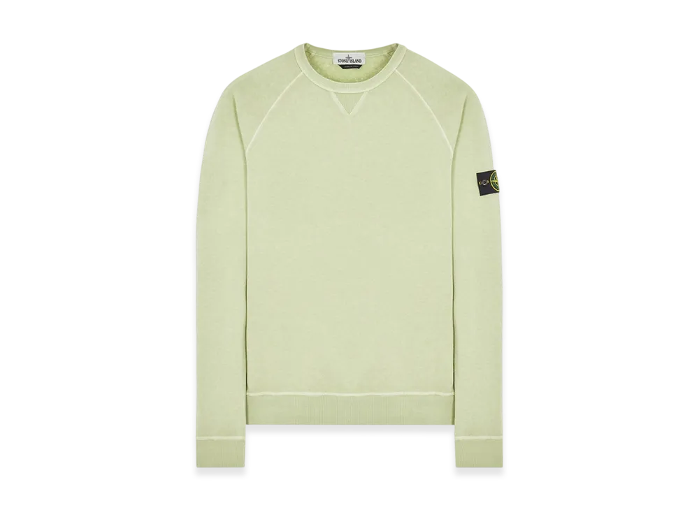 Stone Island 66360 Garment Dyed Malfile Fleece Crewneck Sweatshirt - 22SS "Light Green"