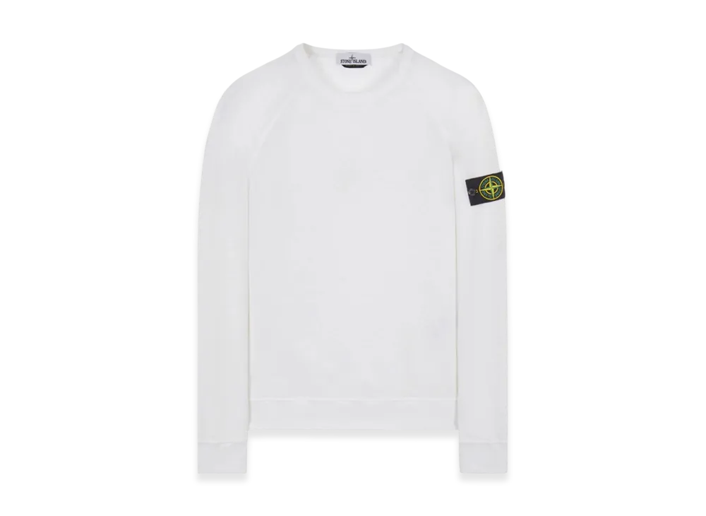 Stone Island 66360 Garment Dyed Malfile Fleece Crewneck Sweatshirt - 22SS "White"