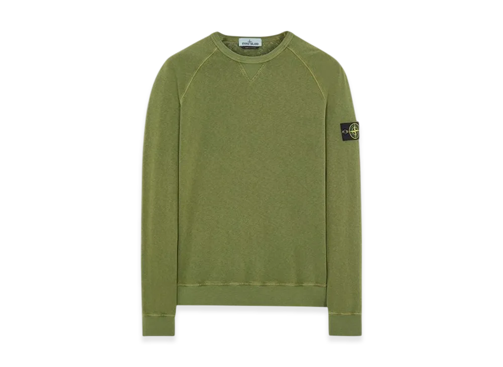 Stone Island 66360 Garment Dyed Malfile Fleece Crewneck Sweatshirt - 22SS "Olive Green"