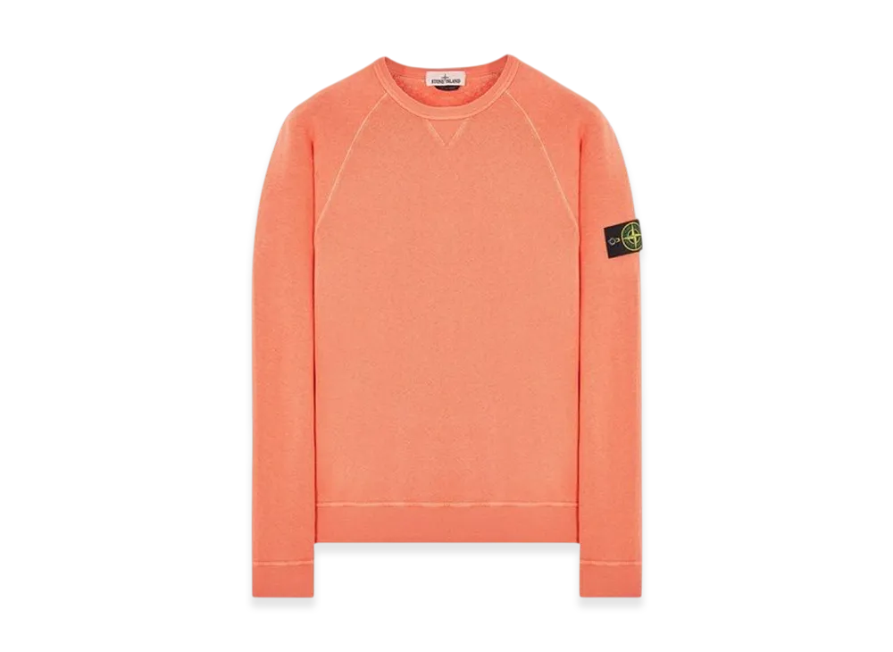 Stone Island 66360 Garment Dyed Malfile Fleece Crewneck Sweatshirt - 22SS "Orange"