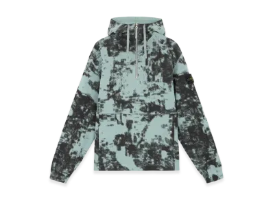 Stone Island 659E3 Camouflage Organic Cotton Diagonal Fleece Oversized Half-Zipper Sweatshirt with Hood - 24FW "Green Grey"