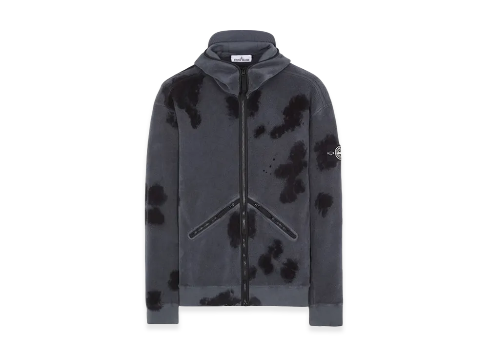 Stone Island 658E4 Hand Colouring And Garment Dyeing On Cotton Pile Full Zip Up Hooded Sweatshirt - 23FW "Lead"