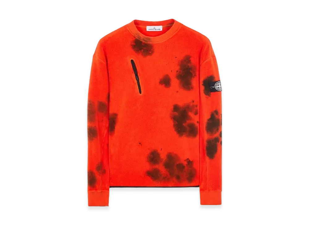 Stone Island 657E4 Hand Coloring and Garment Dyeing on Cotton Pile - 23FW "Lobster Red"