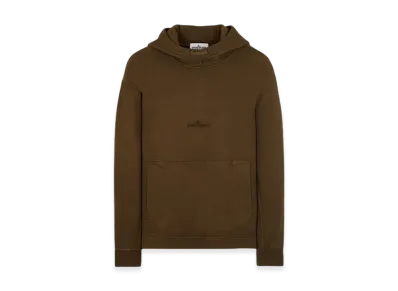 Stone Island 65577 Brushed Cotton Fleece Double Fleece Layer Contour Drawstring Hooded Sweatshirt - 23FW "Olive Green"