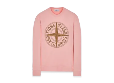 Stone Island 65484 Stitches Four Print Cotton Fleece Garment Dyed Crewneck Sweatshirt - 23SS "Pink"