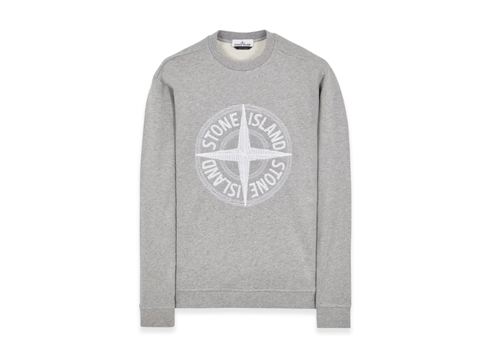 Stone Island 65484 Stitches Four Print Cotton Fleece Garment Dyed Crewneck Sweatshirt - 23SS "Dust Melange"