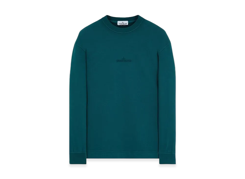 Stone Island 65477 Brushed Cotton Fleece Garment Dyed Crewneck Sweatshirt - 23FW "Dark Teal Green"