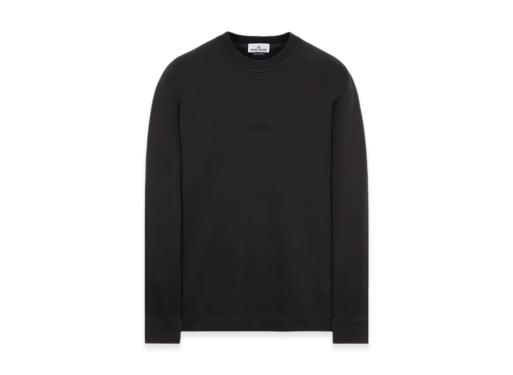 Stone Island 65477 Brushed Cotton Fleece Garment Dyed Crewneck Sweatshirt - 23FW "Black"