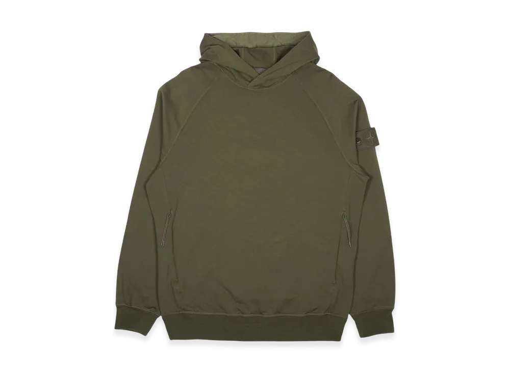 Stone Island 653F3 Ghost Piece Cotton Stretch Fleece Hooded Sweatshirt - 21SS "Military Green"