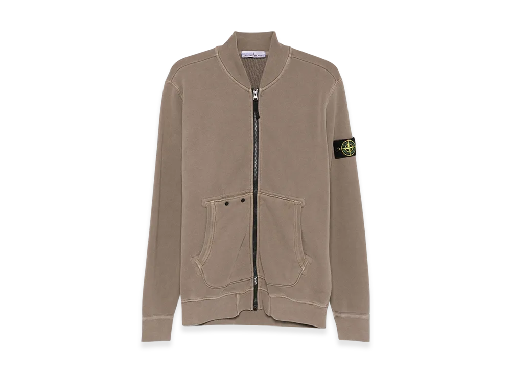 Stone Island 65241 Organic Cotton Diagonal Fleece Old Effect Pocket Details Full Zipper Sweatshirt - 24FW "Walnut Brown"