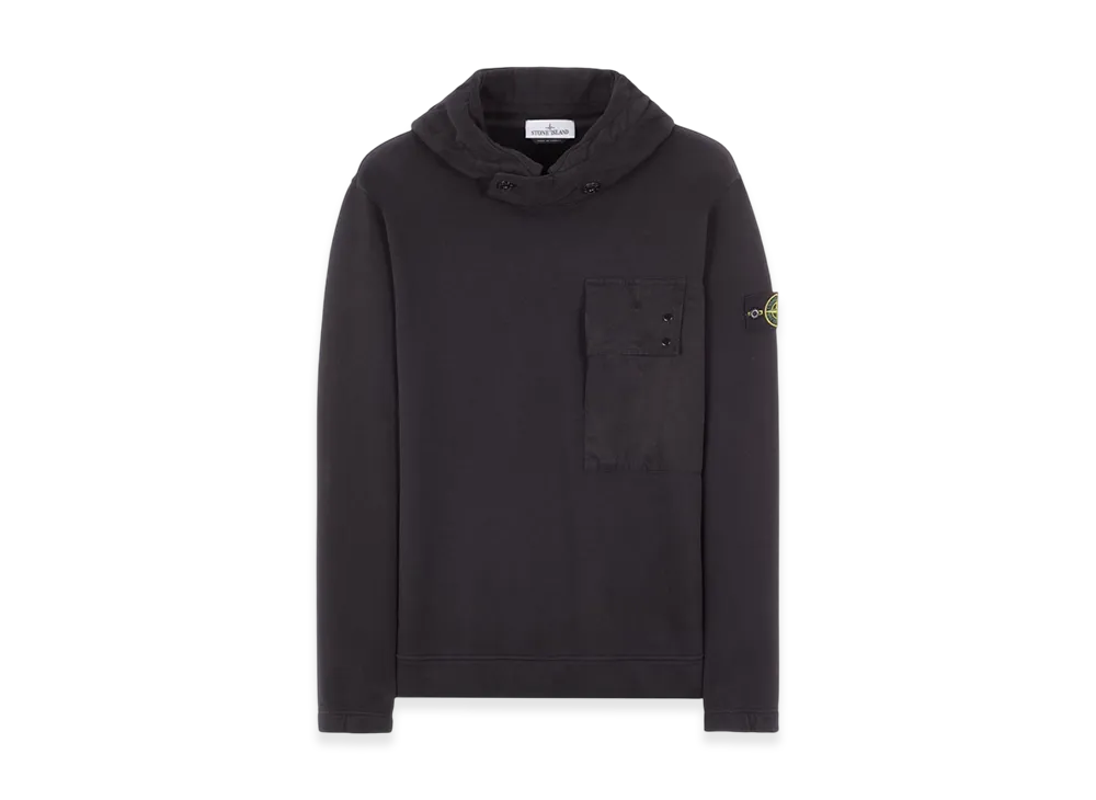 Stone Island 64820 Brushed Cotton Fleece Garment Dyed Sweatshirt - 22FW "Black"