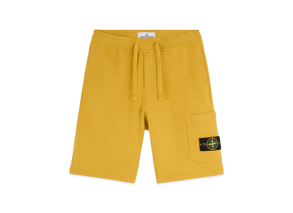 Stone Island 64651 Cotton Fleece Cargo Bermuda Shorts with Pockets - 24FW "Mustard"