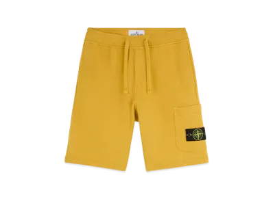 Stone Island 64651 Cotton Fleece Cargo Bermuda Shorts with Pockets - 24FW "Mustard"