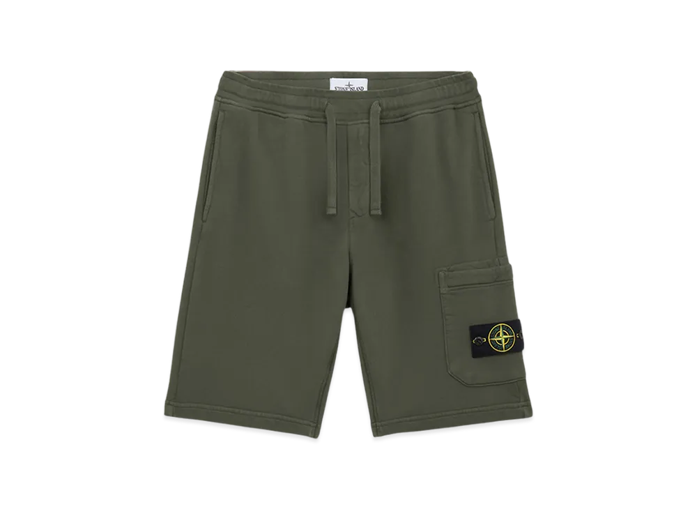 Stone Island 64651 Cotton Fleece Cargo Bermuda Shorts with Pockets - 24FW "Musk Green"