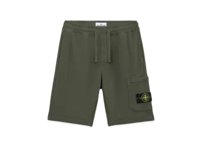 Stone Island 64651 Cotton Fleece Cargo Bermuda Shorts with Pockets - 24FW "Musk Green"
