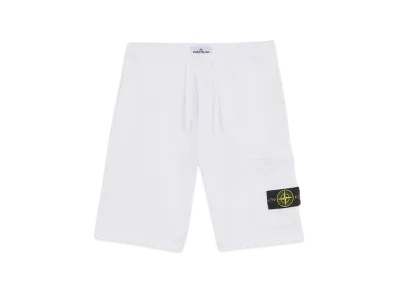 Stone Island 64651 Cotton Fleece Cargo Bermuda Shorts with Pockets - 24FW "White"