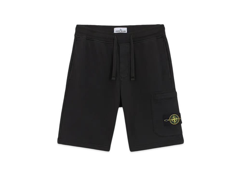 Stone Island 64651 Cotton Fleece Cargo Bermuda Shorts with Pockets - 24FW "Black"