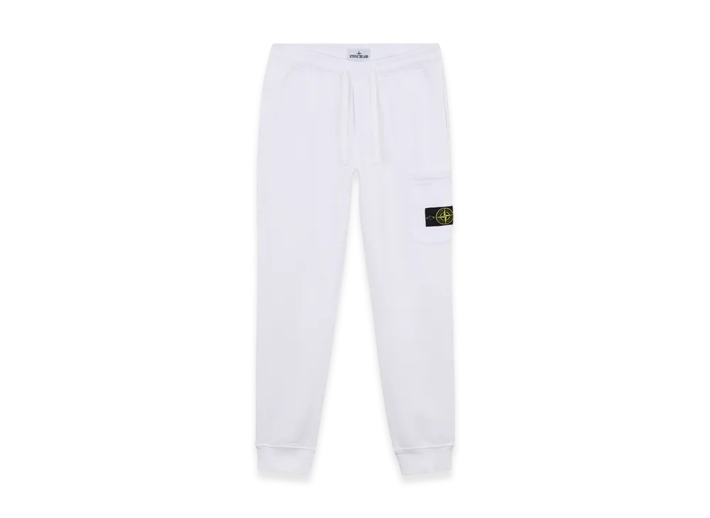 Stone Island 64551 Cotton Fleece Slim Fit Cargo Jogging Pants - 24FW "White"