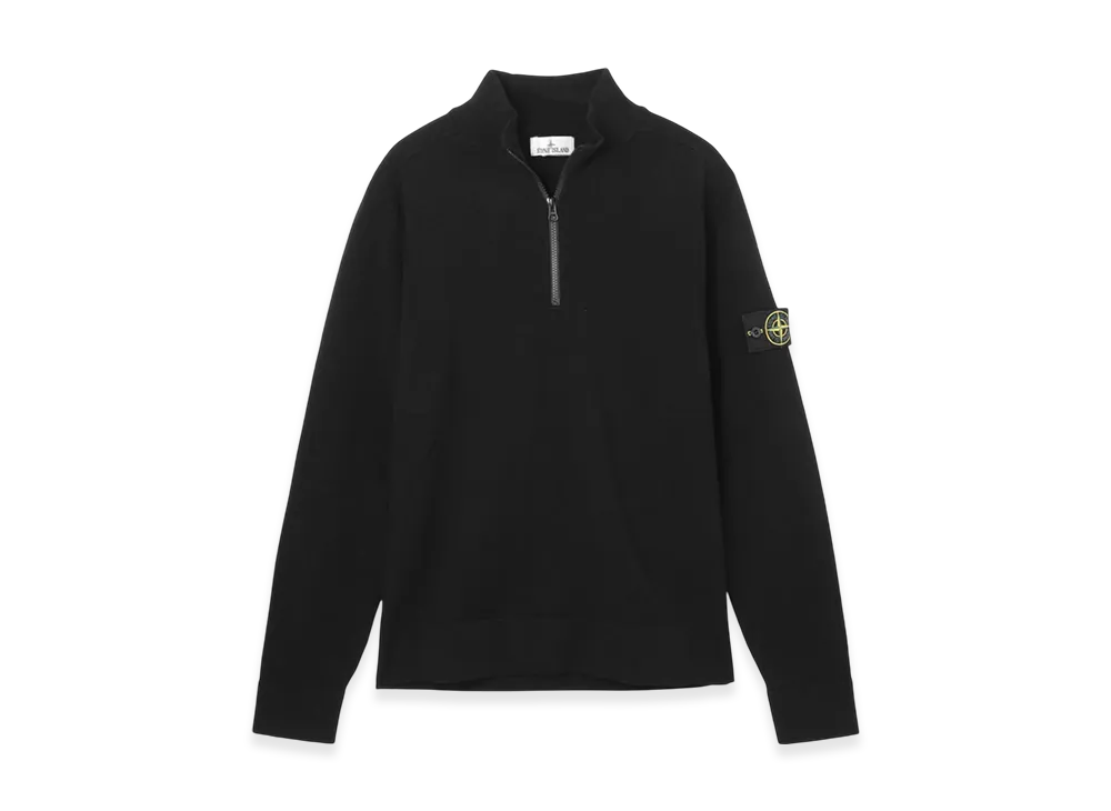 Stone Island Half-Zip Knit 521A1 Stretch RWS Wool "Black"