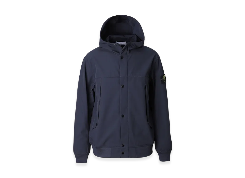 Stone Island Hooded Blouson 40227 Light Soft Shell-R e.dye Technology in Recycled Polyester "Navyblue"