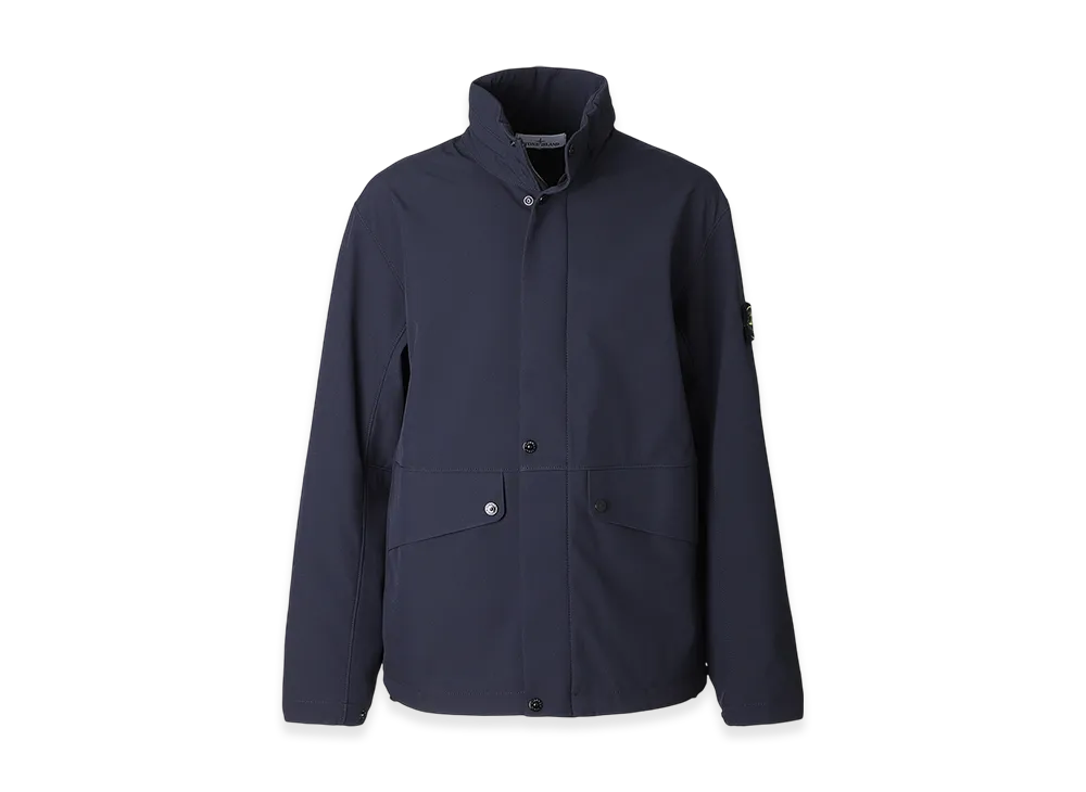 Stone Island Hooded Blouson 40327 Light Soft Shell-R e.dye Technology in Recycled Polyester "Navyblue"