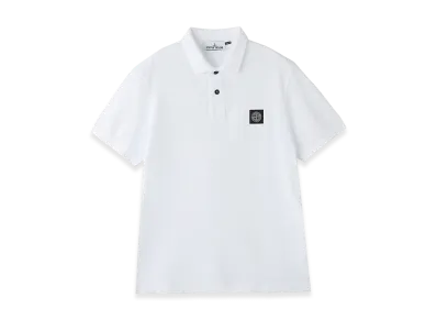 Stone Island Polo Shirt 22002SC Organic Cotton Elastane Pique "White"