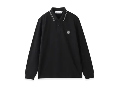 Stone Island L/S Polo Shirt 22002SL Organic Cotton Elastane Pique "Black"
