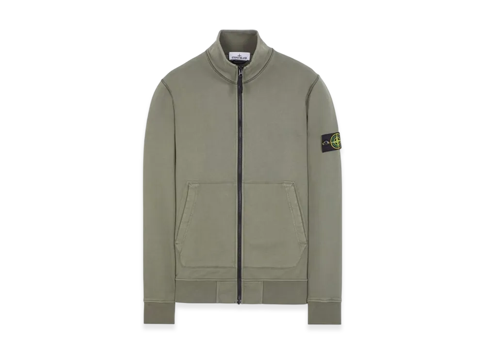 Stone Island 64351 Cotton Fleece Garment Dyed Track Top - 24SS "Musk Green"