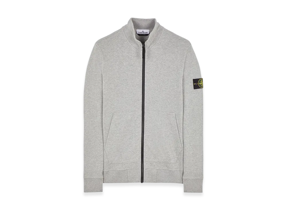 Stone Island 64320 Cotton Fleece Garment Dyed Full Zip Sweatshirt - 22FW "Melange Grey"