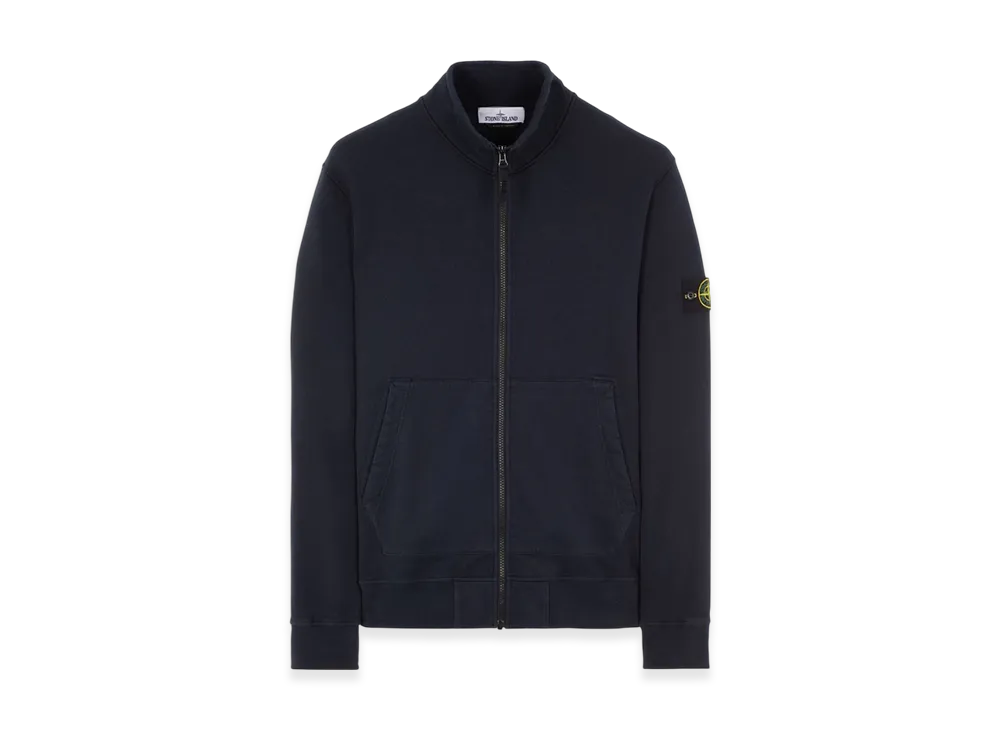 Stone Island 64320 Cotton Fleece Garment Dyed Full Zip Sweatshirt - 22FW "Navy Blue"