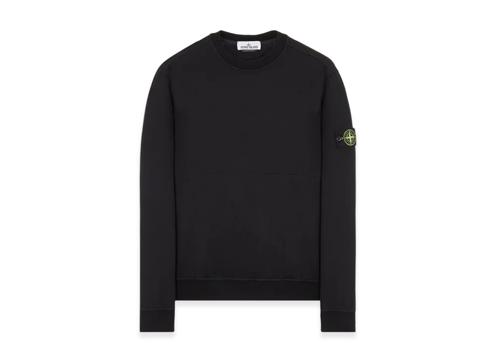 Stone Island 64052 Cotton Stretch Fleece Garment Dyed Sweatshirt - 22SS "Black"