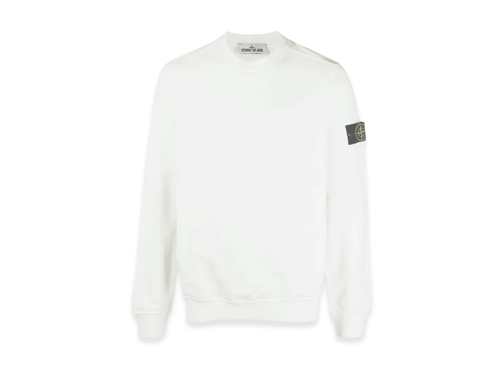 Stone Island 64052 Cotton Stretch Fleece Garment Dyed Sweatshirt - 22SS "White"
