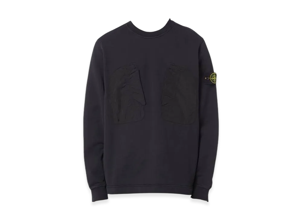 Stone Island 63954 Cotton Fleece Nylon Canvas Crewneck Sweatshirt - 23SS "Black"