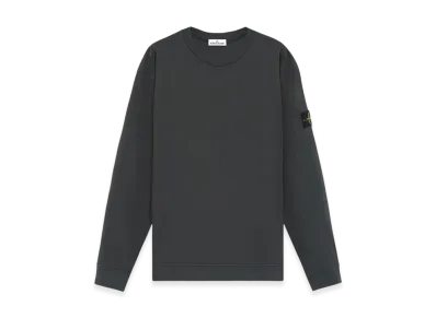 Stone Island 63750 Heavy Cotton Jersey Crewneck Sweatshirt with Ribbed Details - 24FW "Lead Grey"