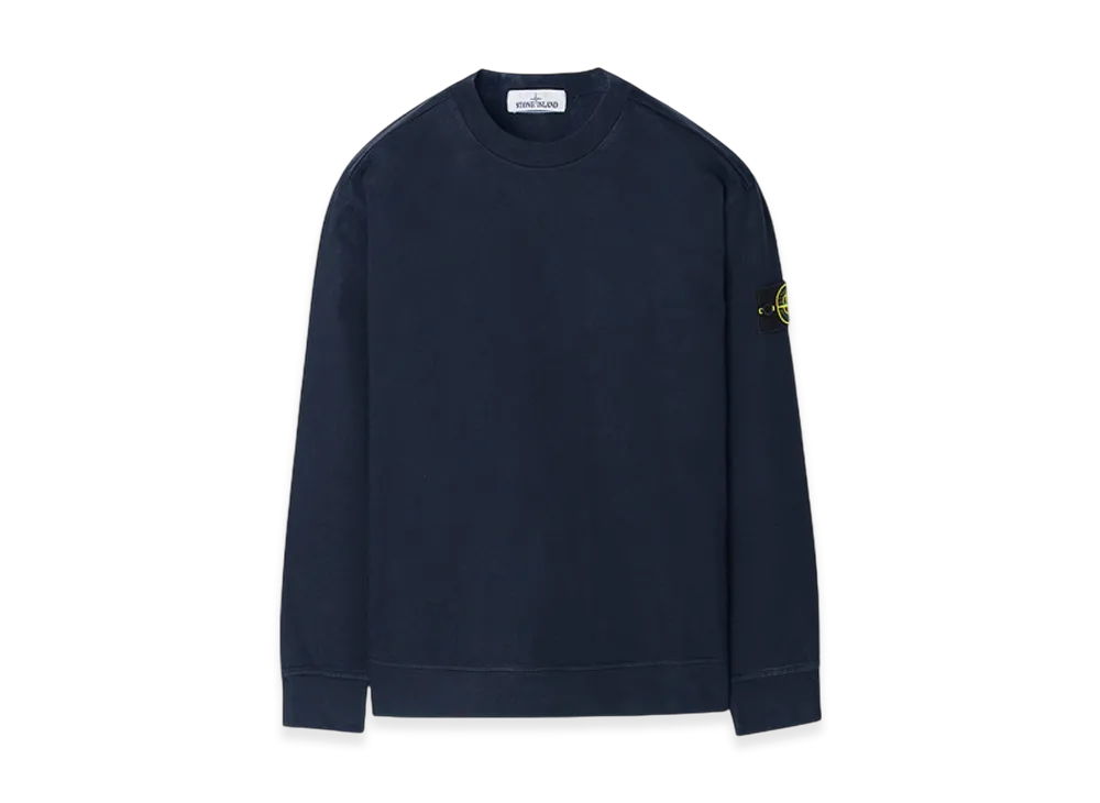 Stone Island 63750 Garment Dyed Heavy Cotton Long Sleeve T-Shirt - 22SS "Navy Blue"
