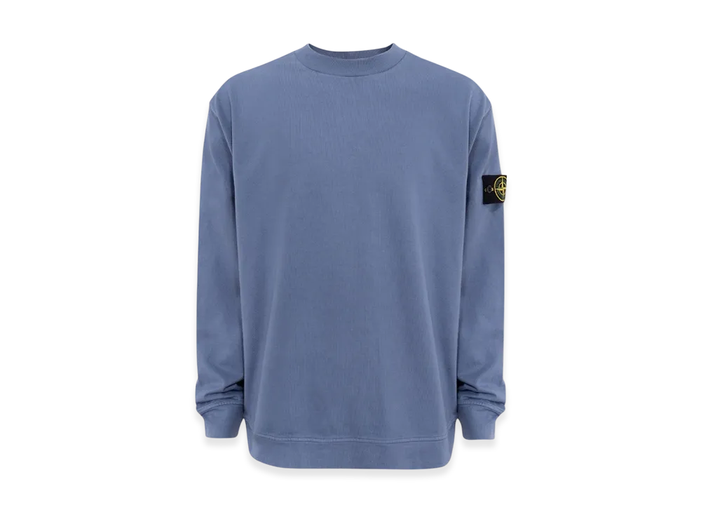 Stone Island 63750 Garment Dyed Gauzed Cotton Crewneck Sweatshirt - 22FW "Avio Blue"